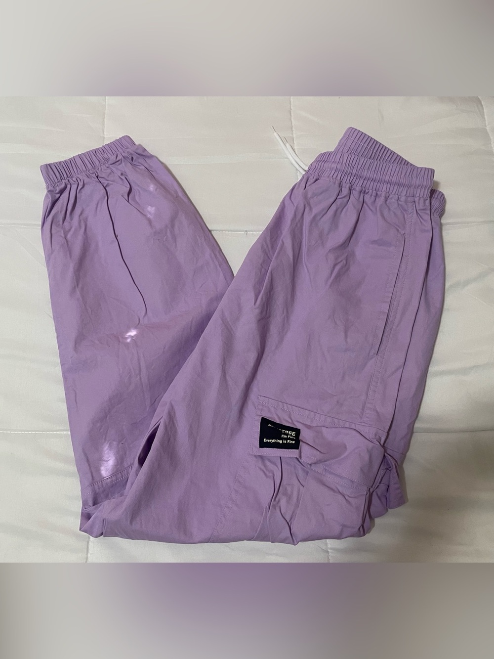 Lilac Elastic Waist Cargo Track Joggers